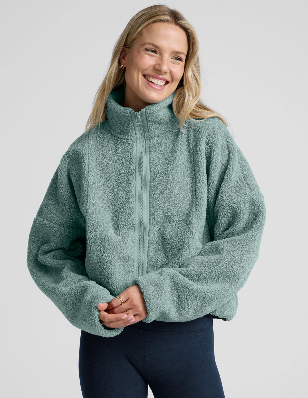 Beyond Yoga Unity Zip Jacket - Misty Blue Heather