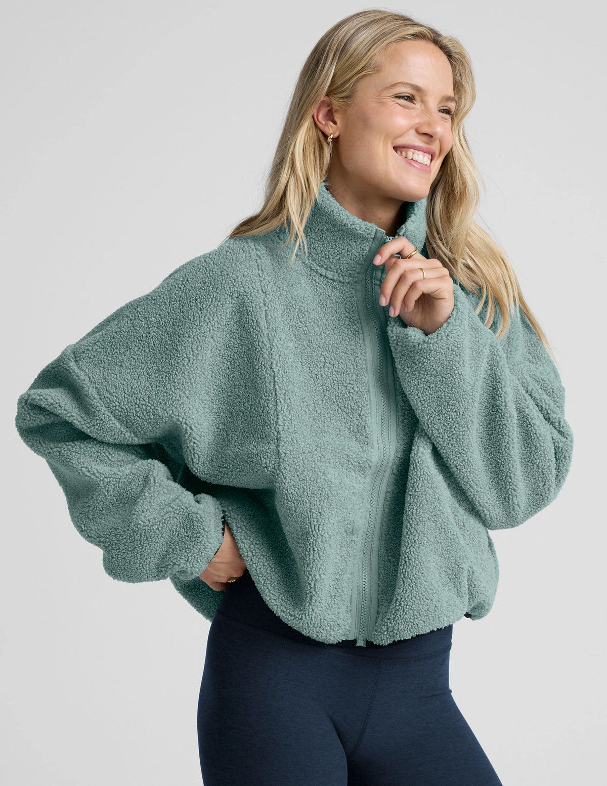 Beyond Yoga Unity Zip Jacket - Misty Blue Heather