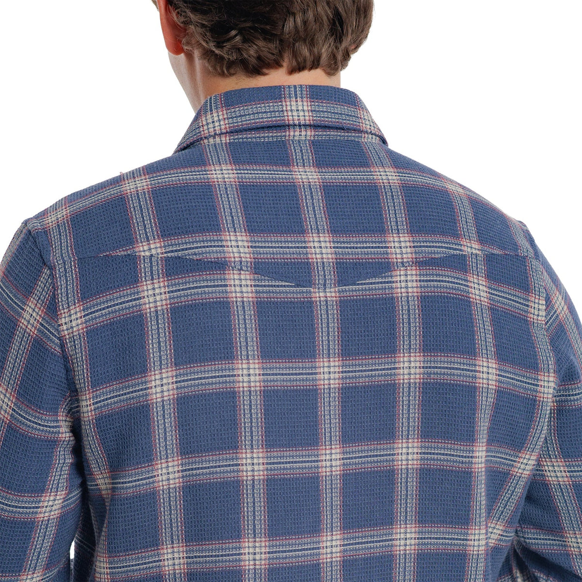Criquet Waffle Plaid Pearl Snap- Navy Plaid