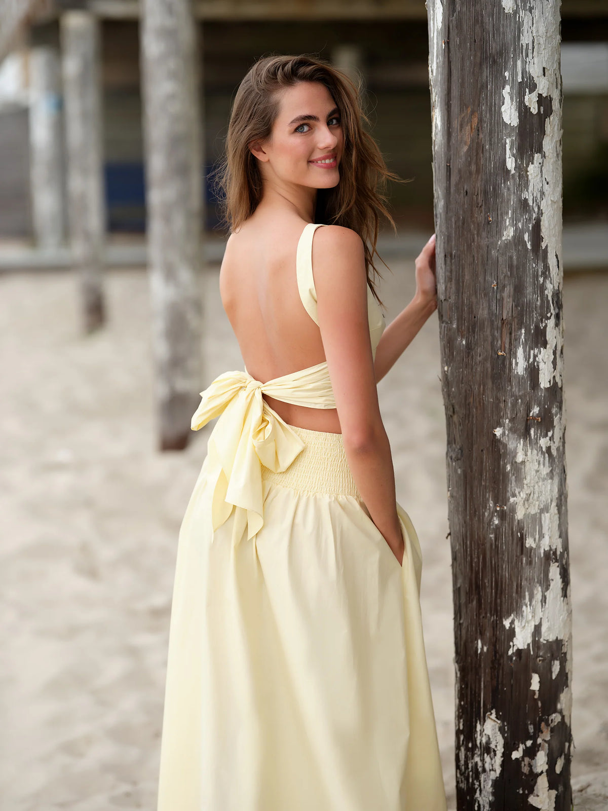 Susana Monaco Poplin Open Back Tie Tank - Whipped Cream