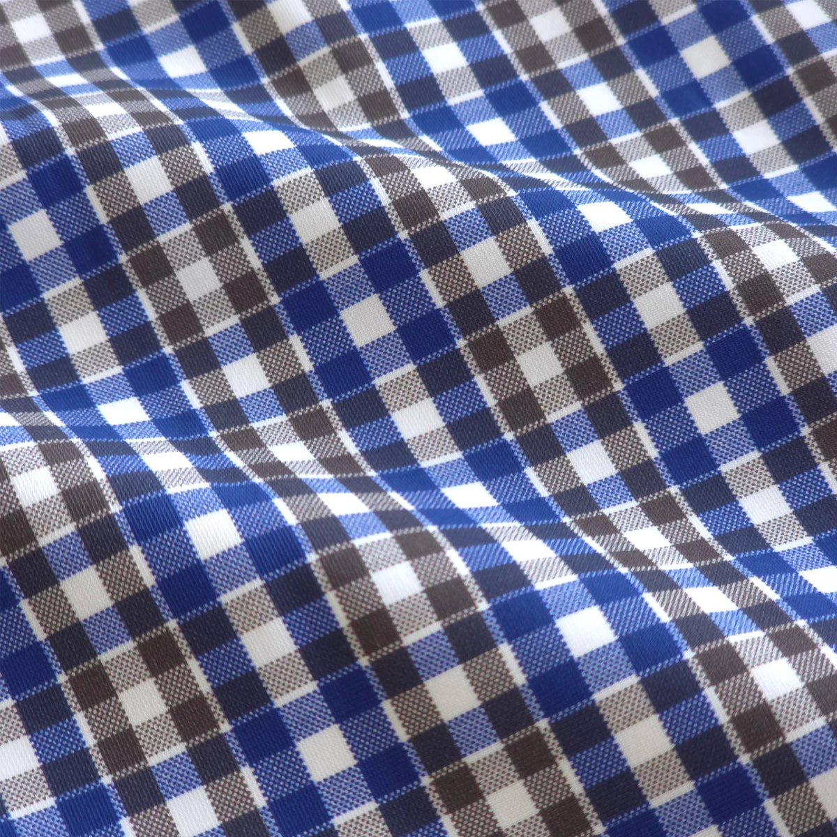 Collars & Co. Apex Performance Dress Shirt Semi-Spread Collar- Royal and Brown Tattersall