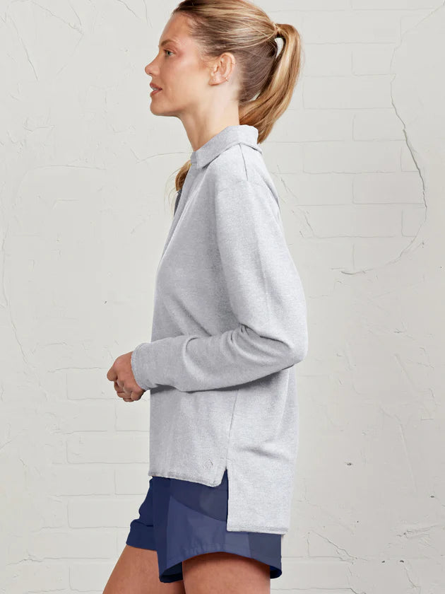 Tasc French Terry Polo Sweatshirt - Light Heather Gray