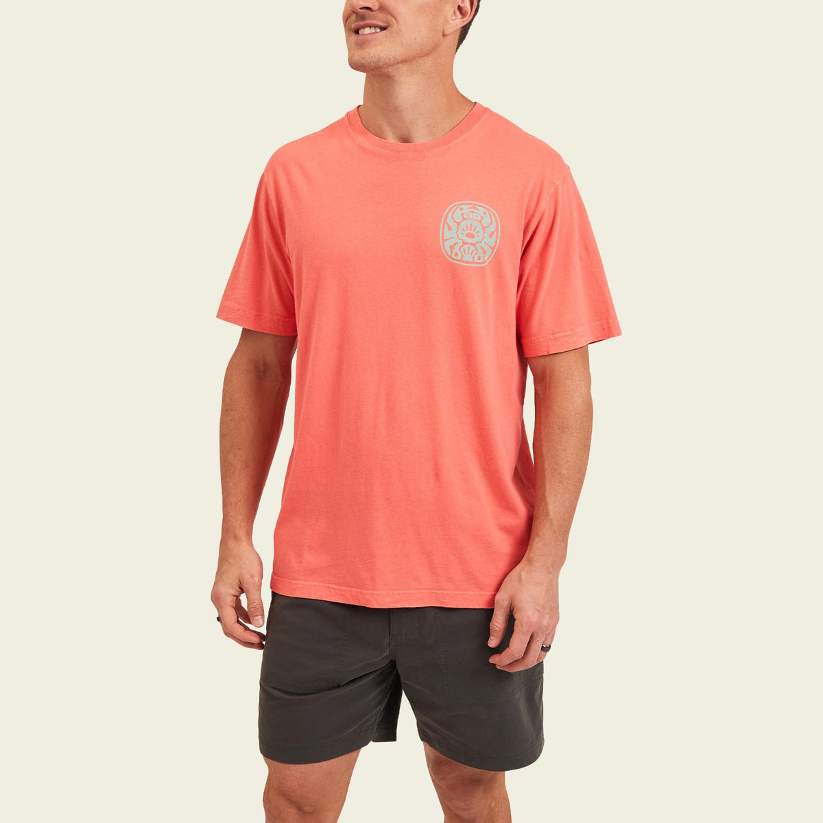 Howler Bros Cotton T-Shirt Crab Idol - Coral