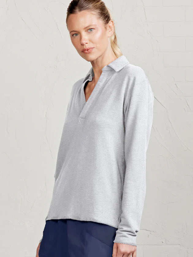 Tasc French Terry Polo Sweatshirt - Light Heather Gray