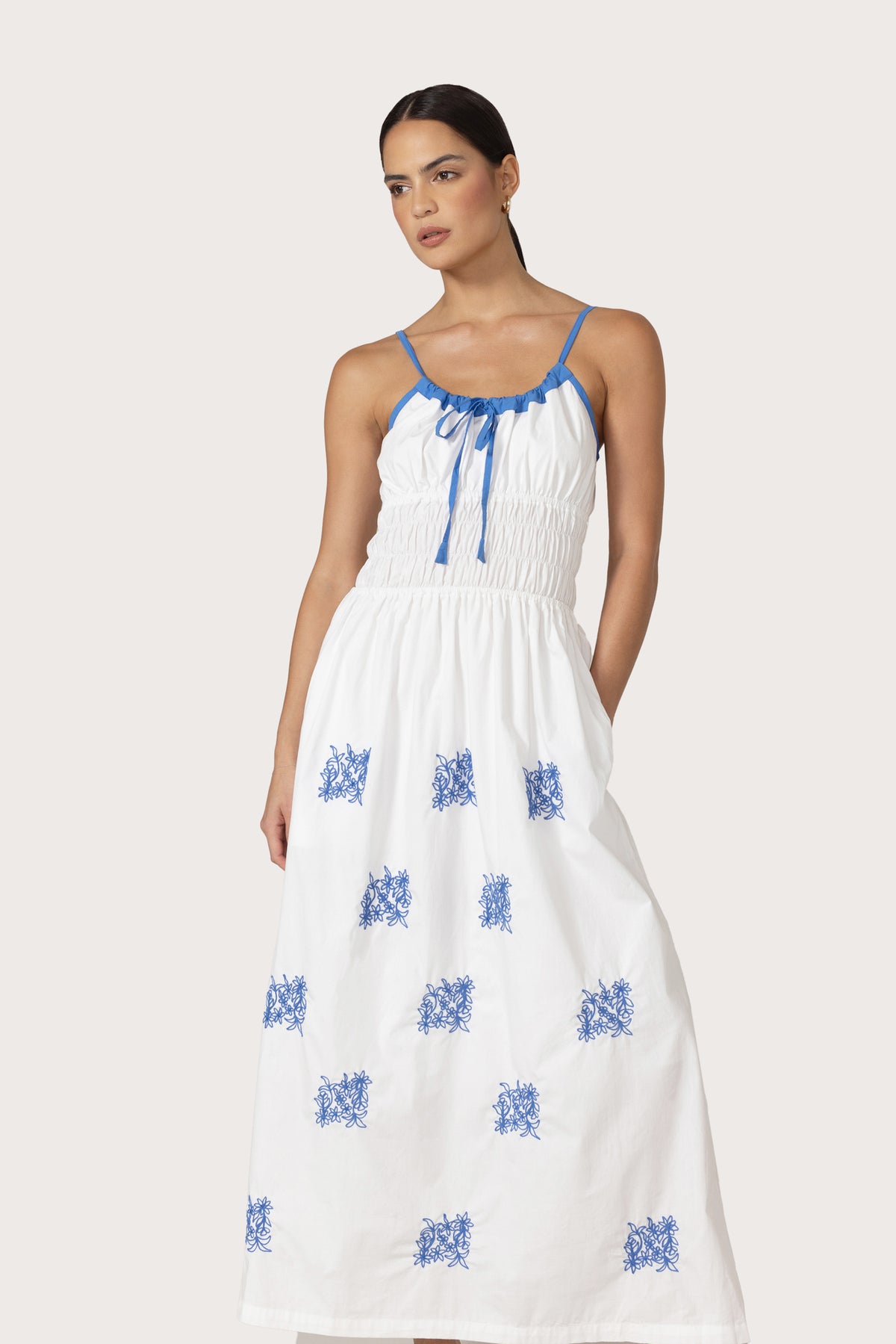 Lusana Rosana Embroidered Poplin Dress - Riley Embroidery