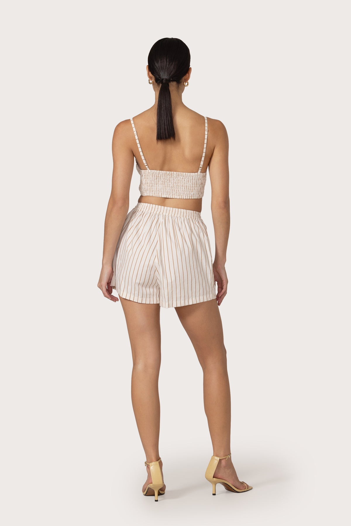 Lusana Donovan Poplin Short - Neutral Stripe