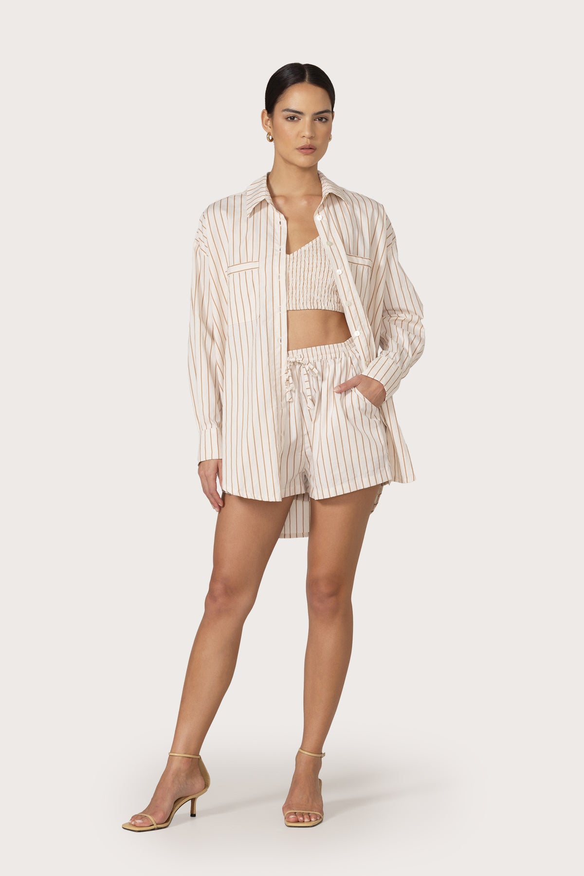 Lusana Sol Poplin Shirt - Neutral Stripe