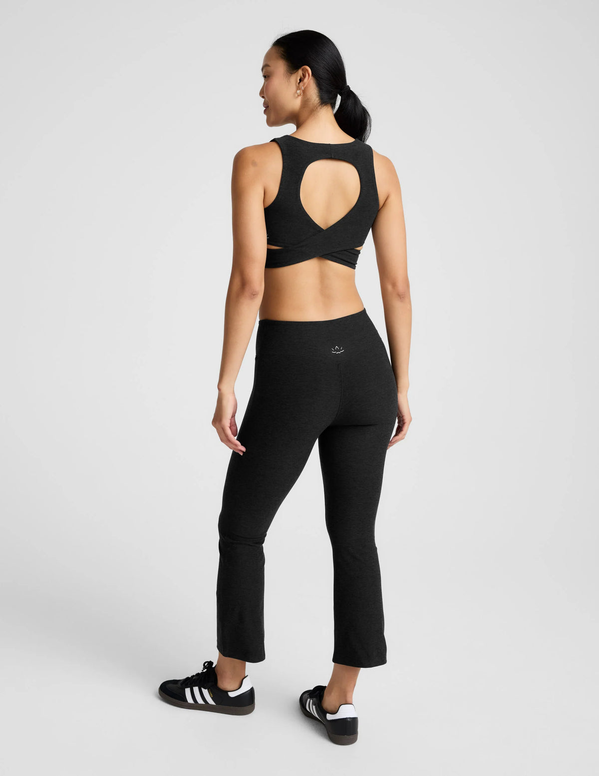 Beyond Yoga Spacedye Pintuck Kick Flare High Waisted Pant- Darkest Night