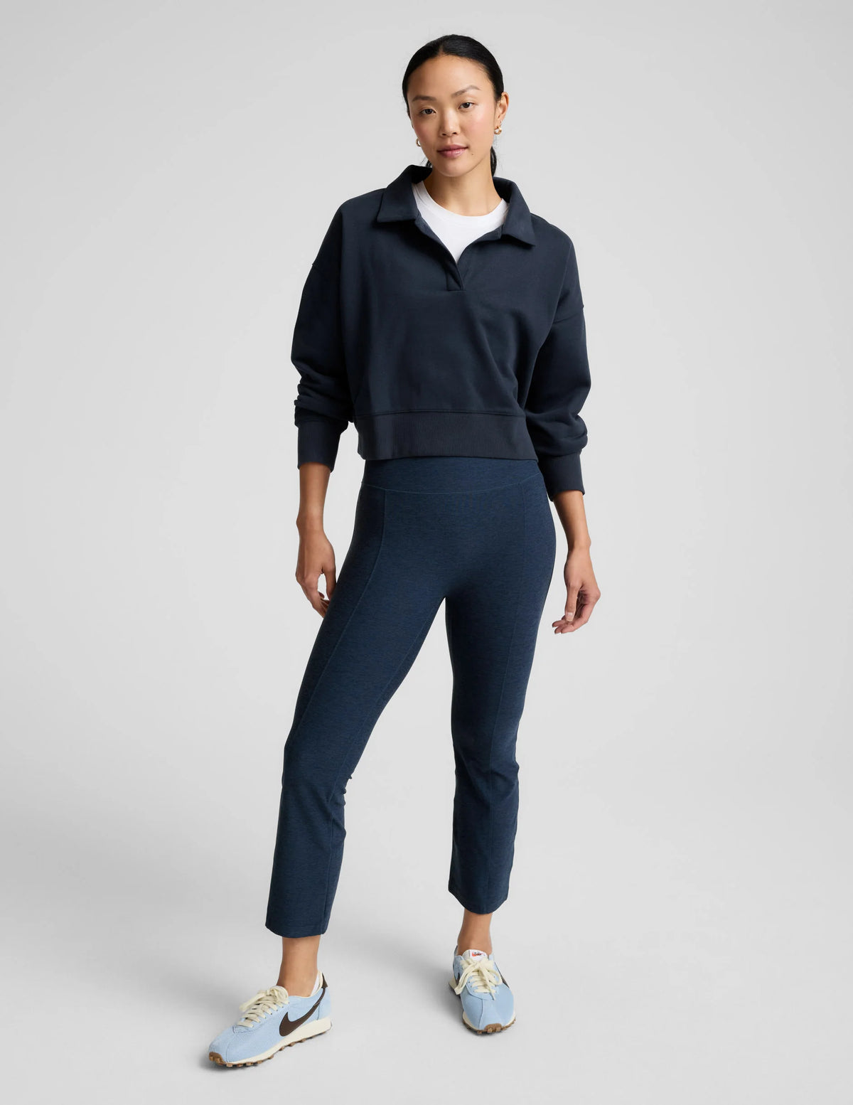 Beyond Yoga Spacedye Pintuck Kick Flare High Waisted Pant- Nocturnal Navy