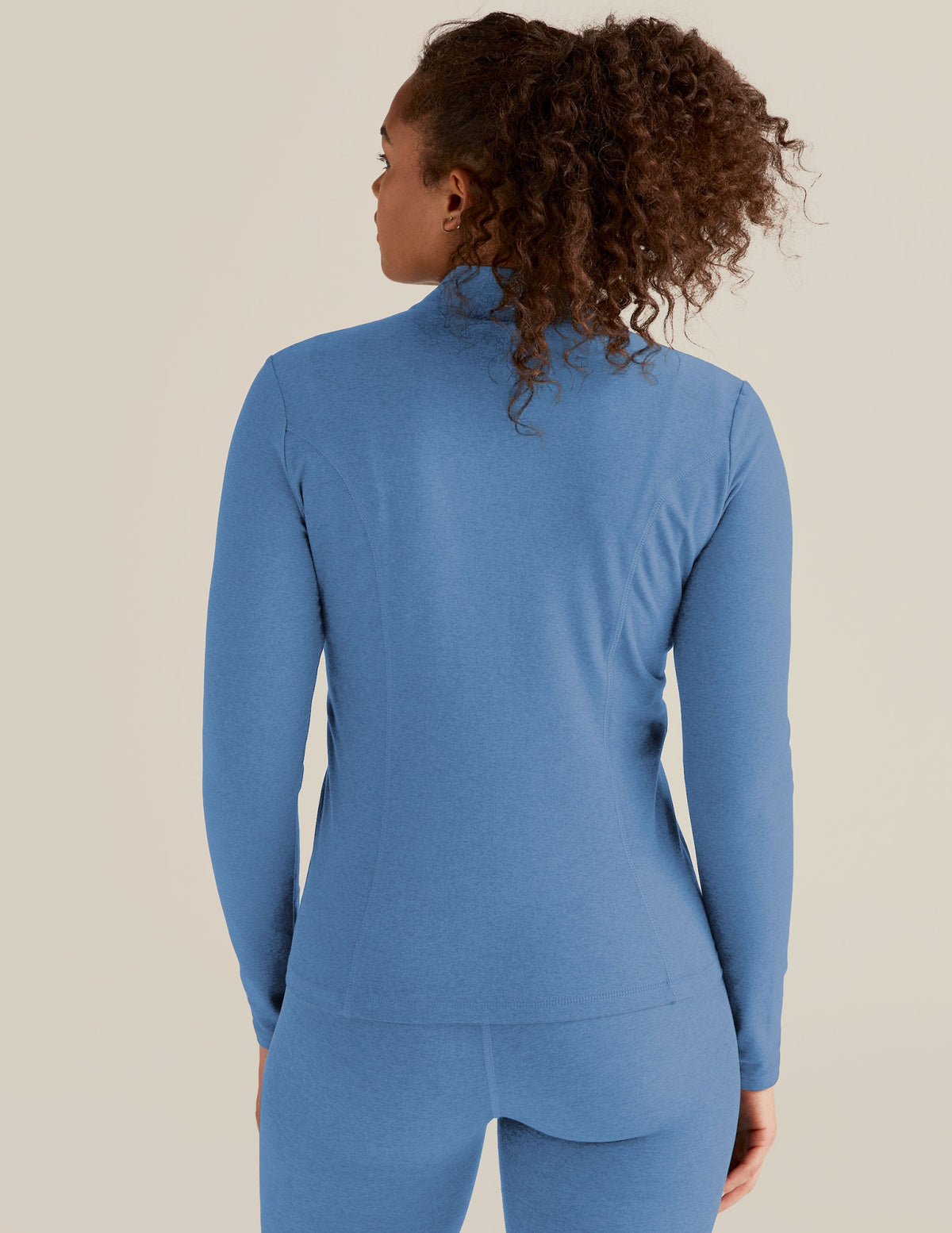 Beyond Yoga On the Go Mock Neck Jacket - Sky Blue Heather