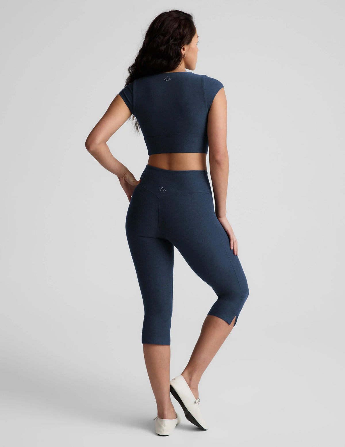 Beyond Yoga Spacedye Mid-Rise Slit Pedal Pusher Legging- Nocturnal Navy