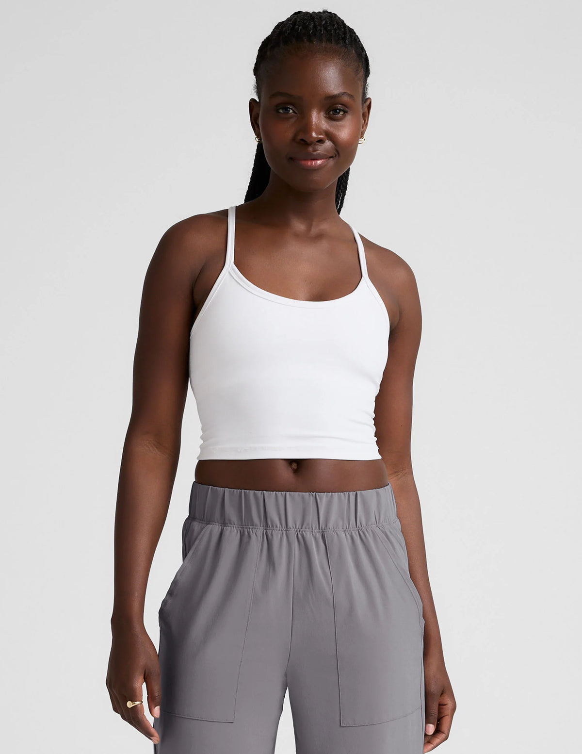 Beyond Yoga Spacedye Slim Racerback Cropped Tank - Cloud White