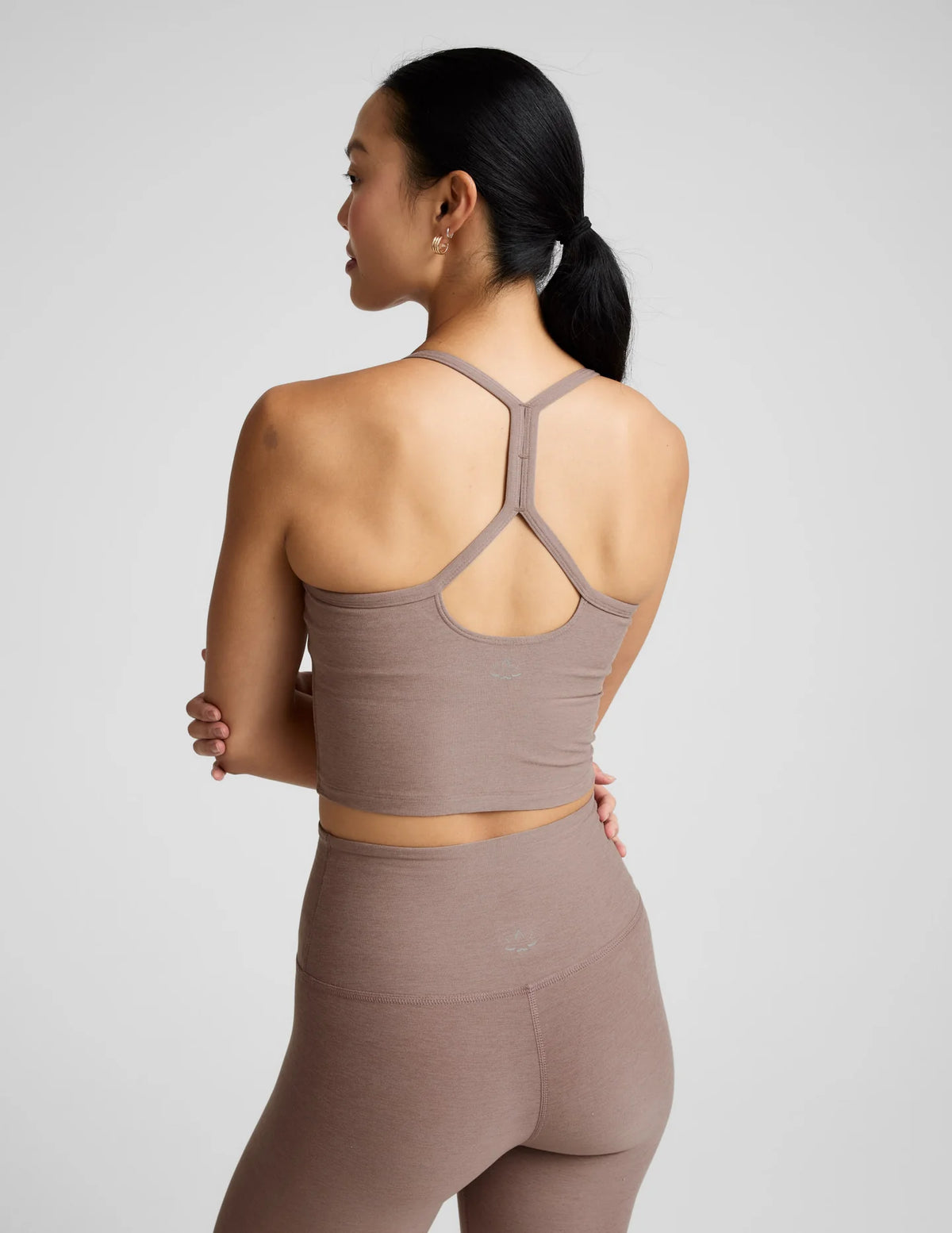 Beyond Yoga Spacedye Slim Racerback Crop Tank - Rosey Taupe Heather