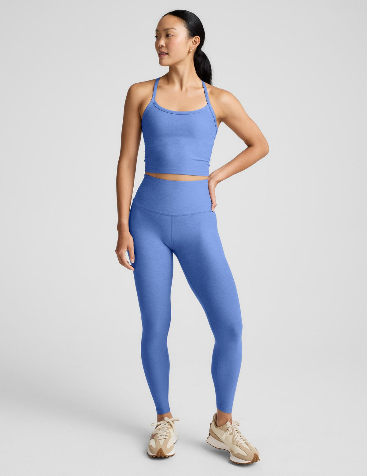 Beyond Yoga Spacedye Slim Racerback Crop Tank - Wild Flower Blue Heather