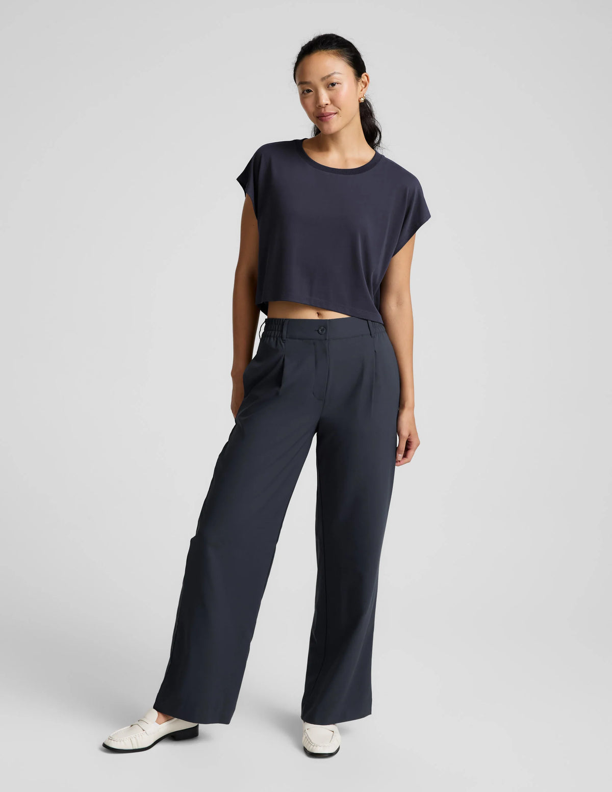 Beyond Yoga Studio Luxe Cropped Tee - Nocturnal navy