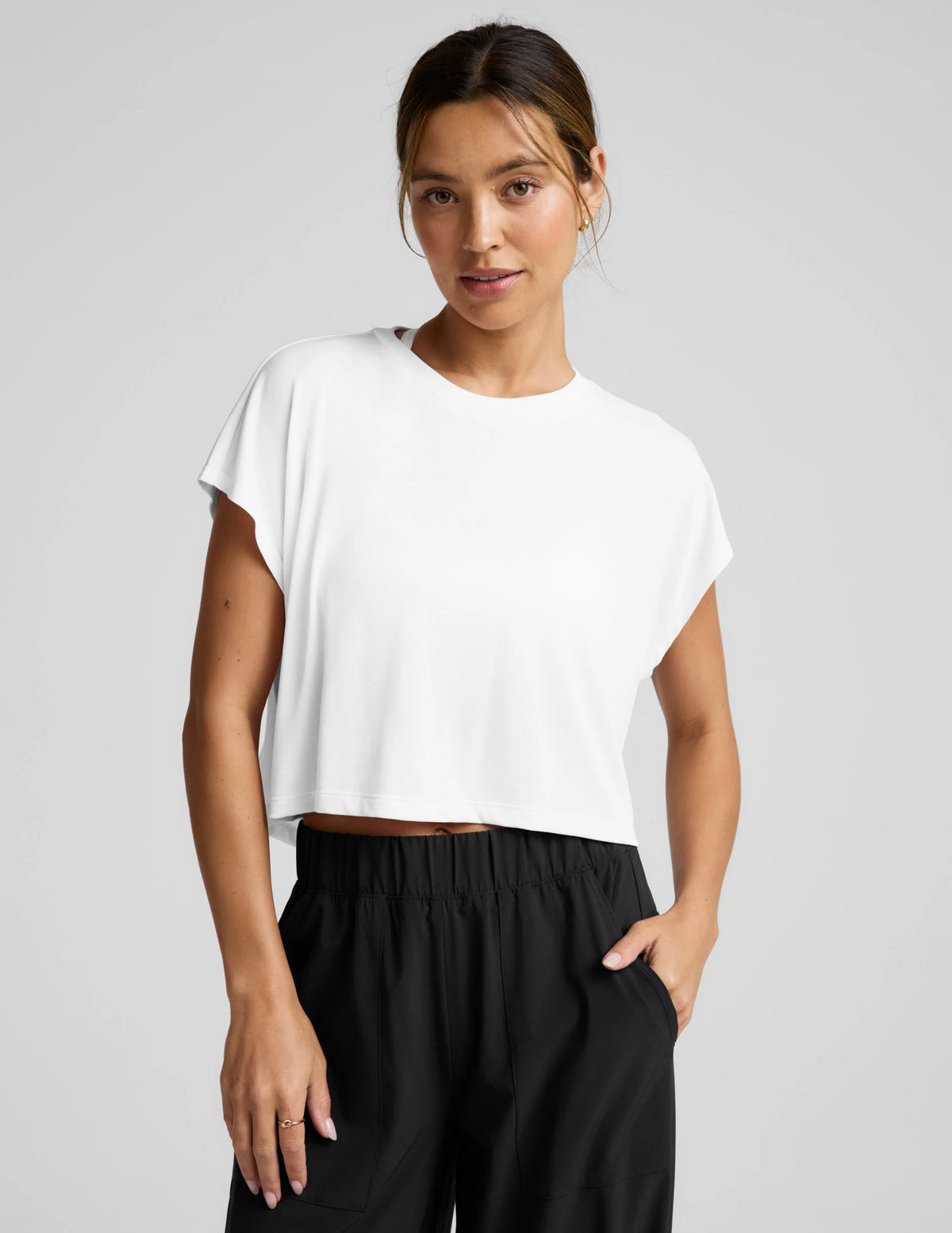 Beyond Yoga Studio Luxe Cropped Tee - White