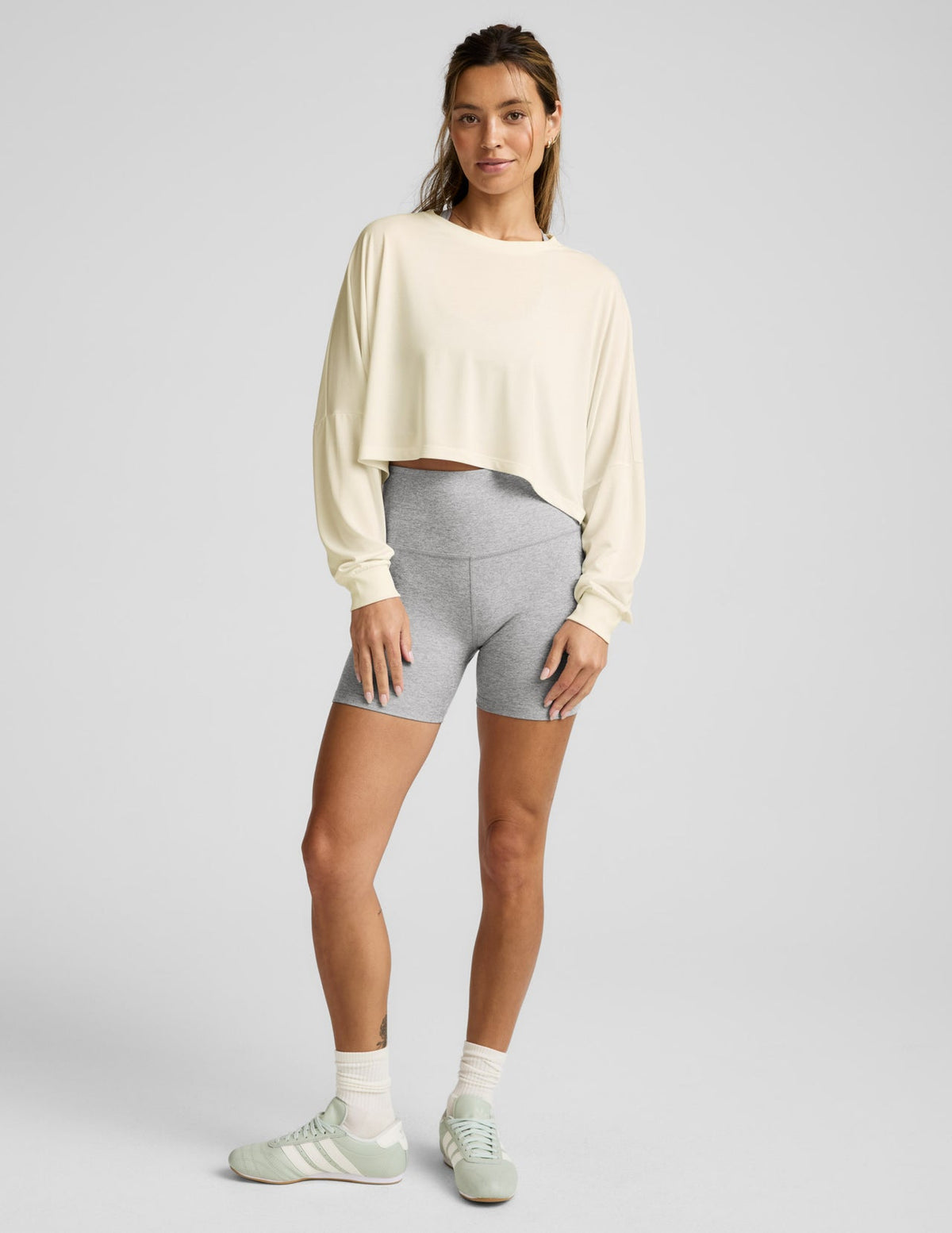 Beyond Yoga Studio Luxe Cropped Long Sleeve Tee - Vanilla