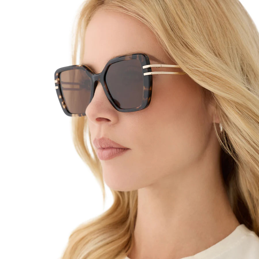 DIFF Eyewear Dasha Polarized Sunglasses - Espresso Tortoise Gold + Brown