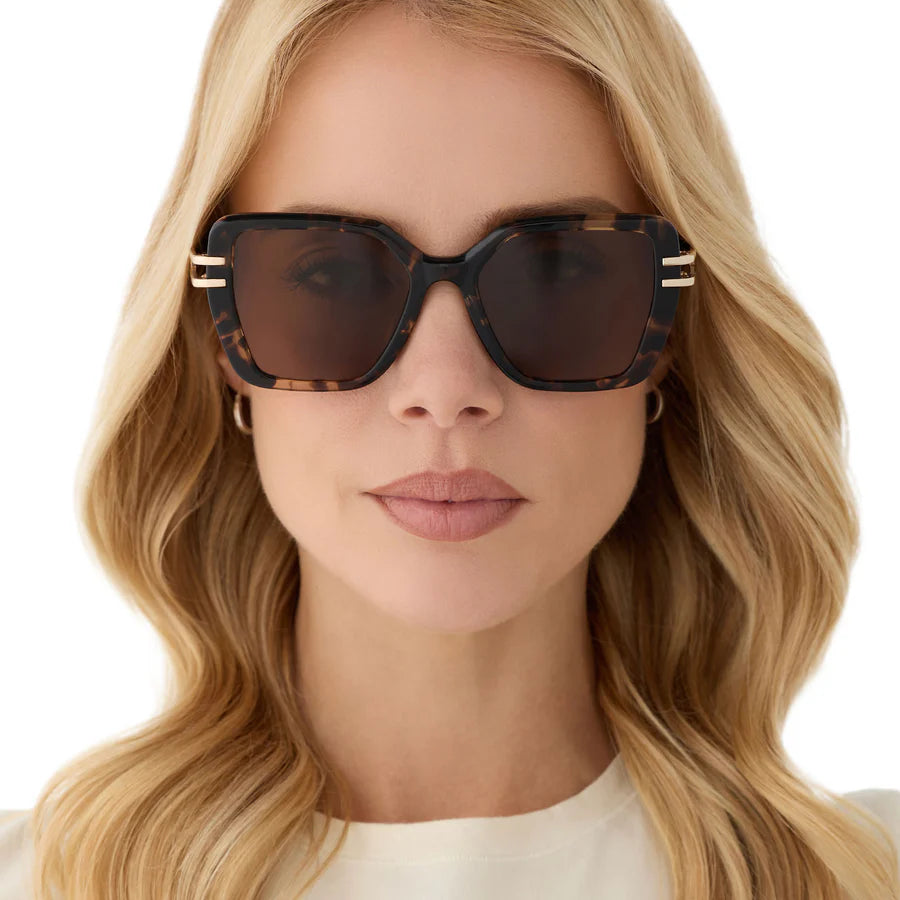 DIFF Eyewear Dasha Polarized Sunglasses - Espresso Tortoise Gold + Brown