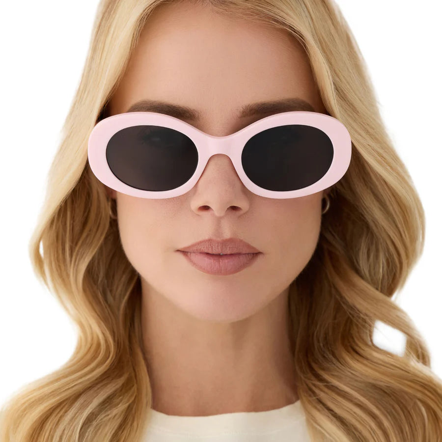 DIFF Eyewear Lainey Oval Polarized Sunglasses - Powder Pink Grey