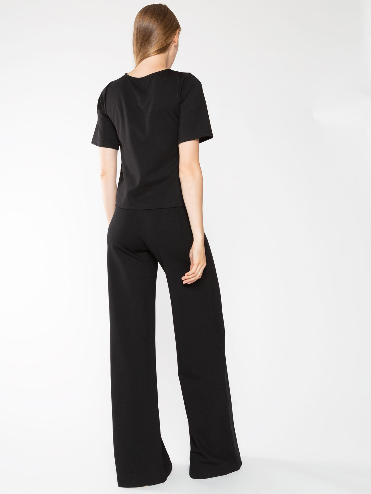 Ripley Rader Ponte Knit Short Sleeve Top Extended - Black