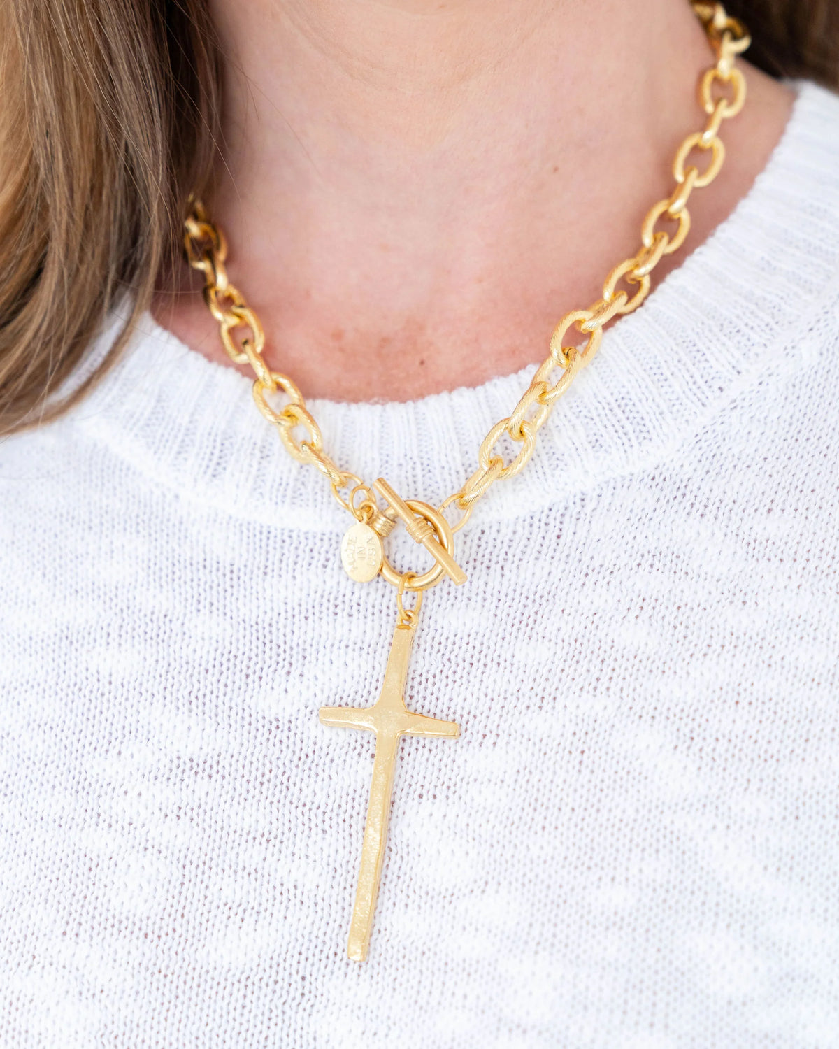 Susan Shaw Tall Cross Toggle Necklace