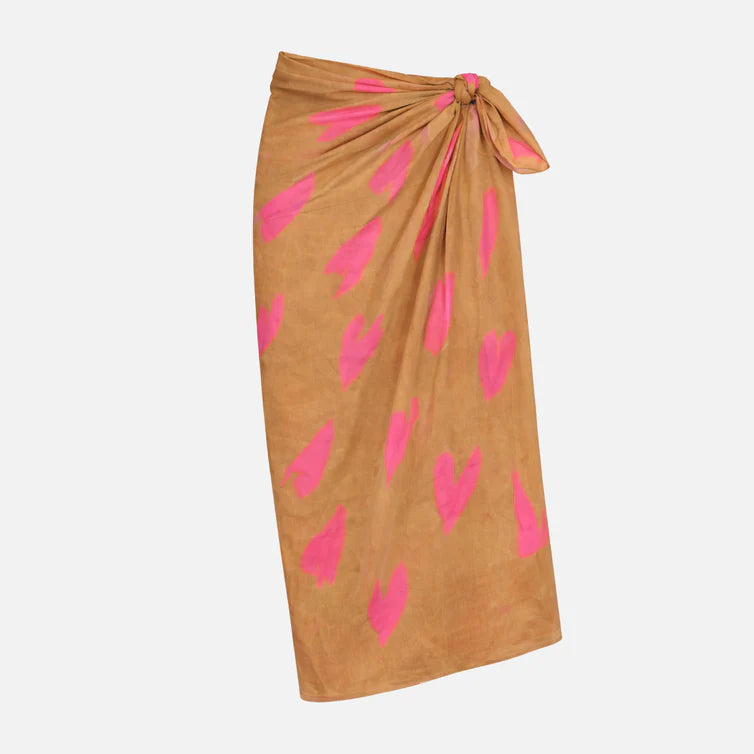 KERRI ROSENTHAL Ikat Heart Sarong- Lark/ Palm Pink