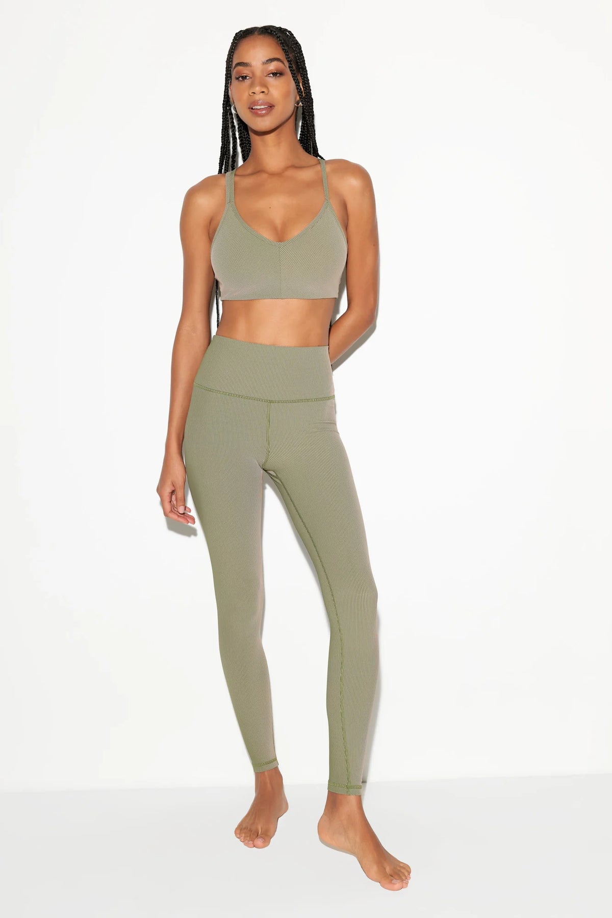 Spiritual Gangster Mercury 2-Tone Longline Bra - Dark Palm