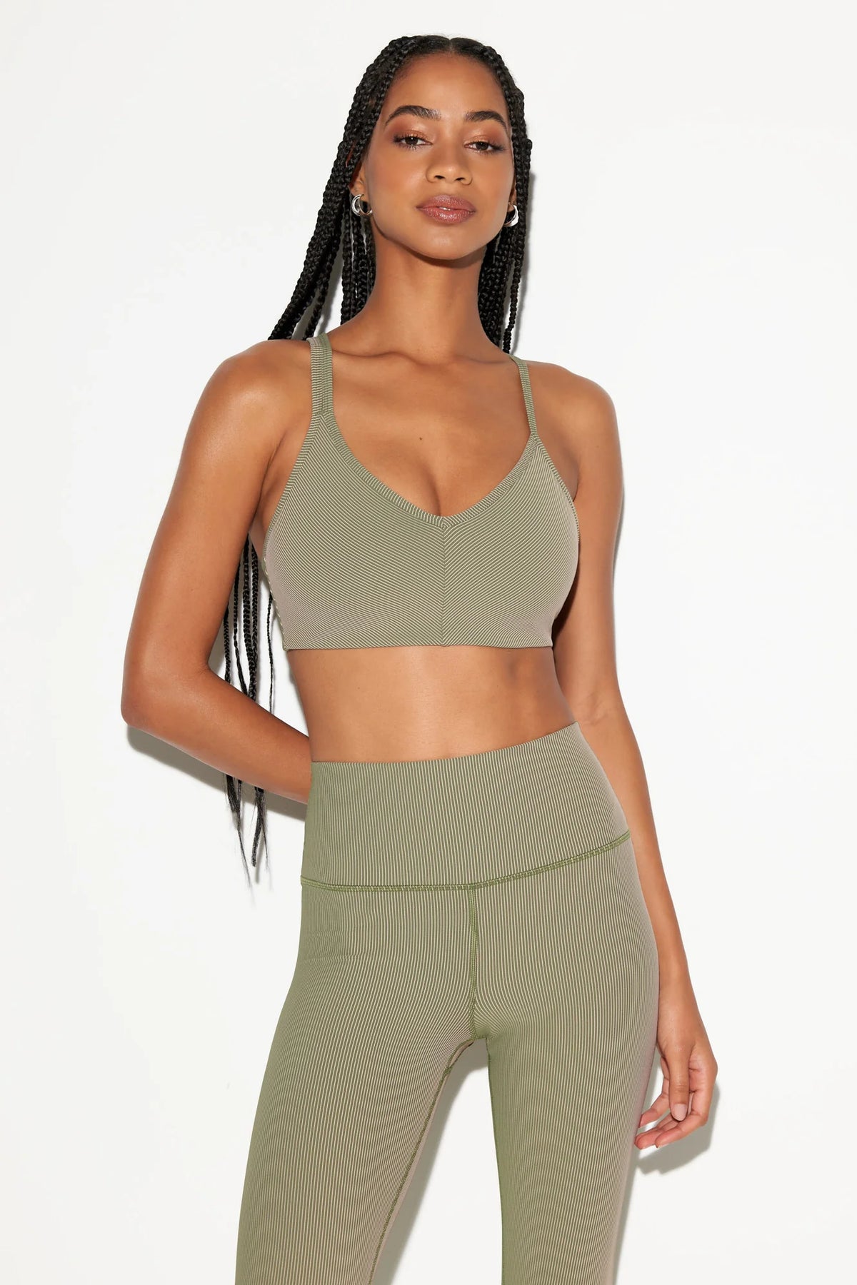 Spiritual Gangster Mercury 2-Tone Longline Bra - Dark Palm