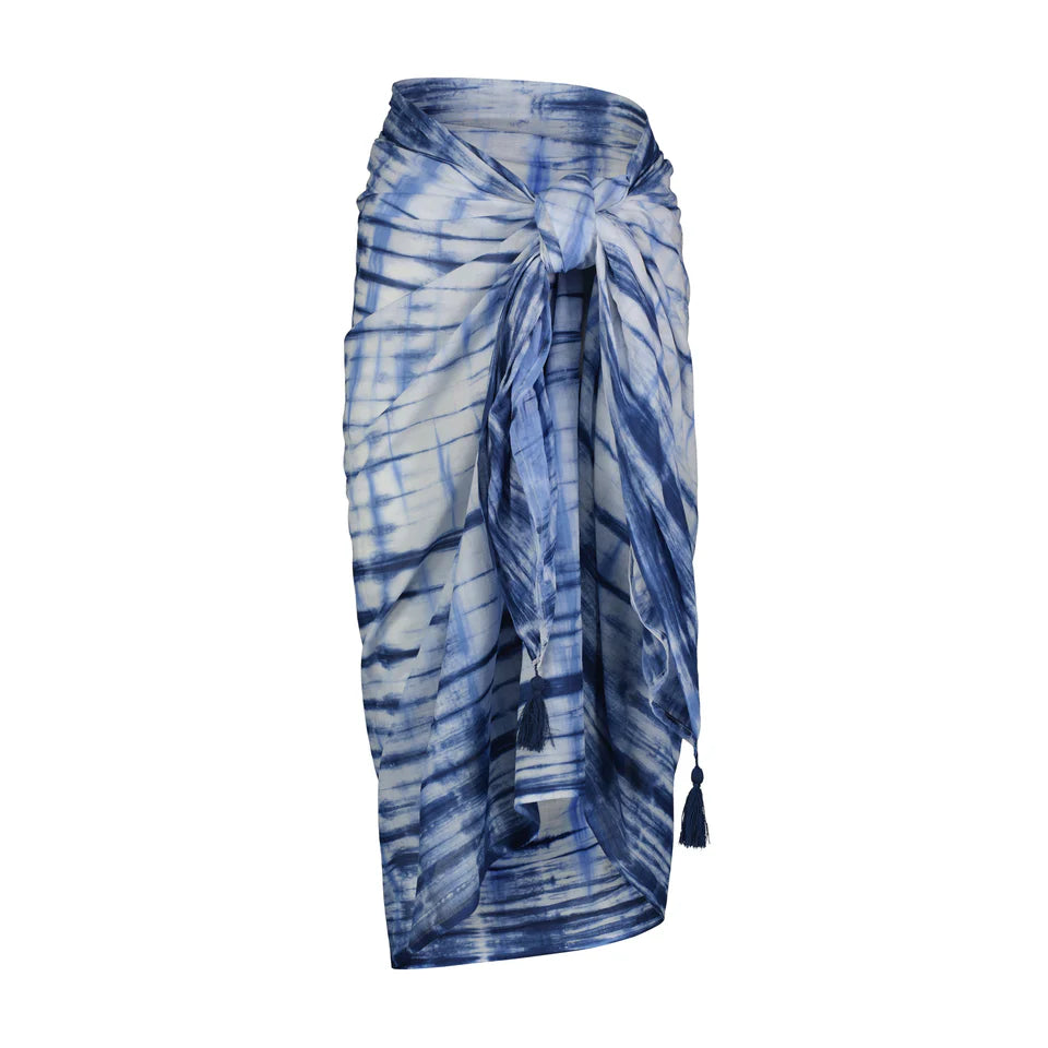 Mer St. Barth Cotton Saline Pareo - Marine Shibori