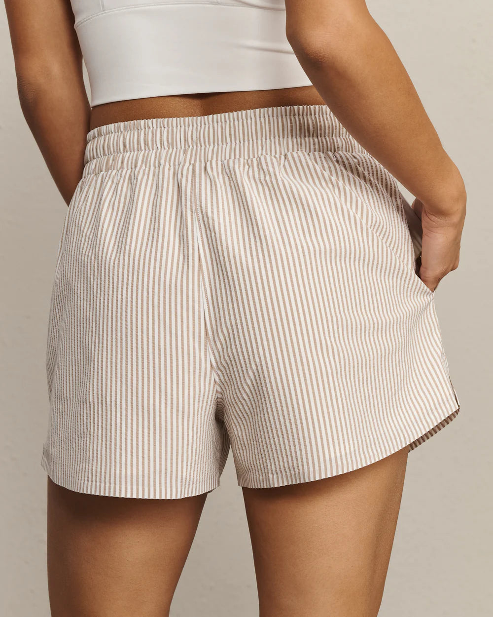Rhone Saltair Short- Lined- Taupe Stripe