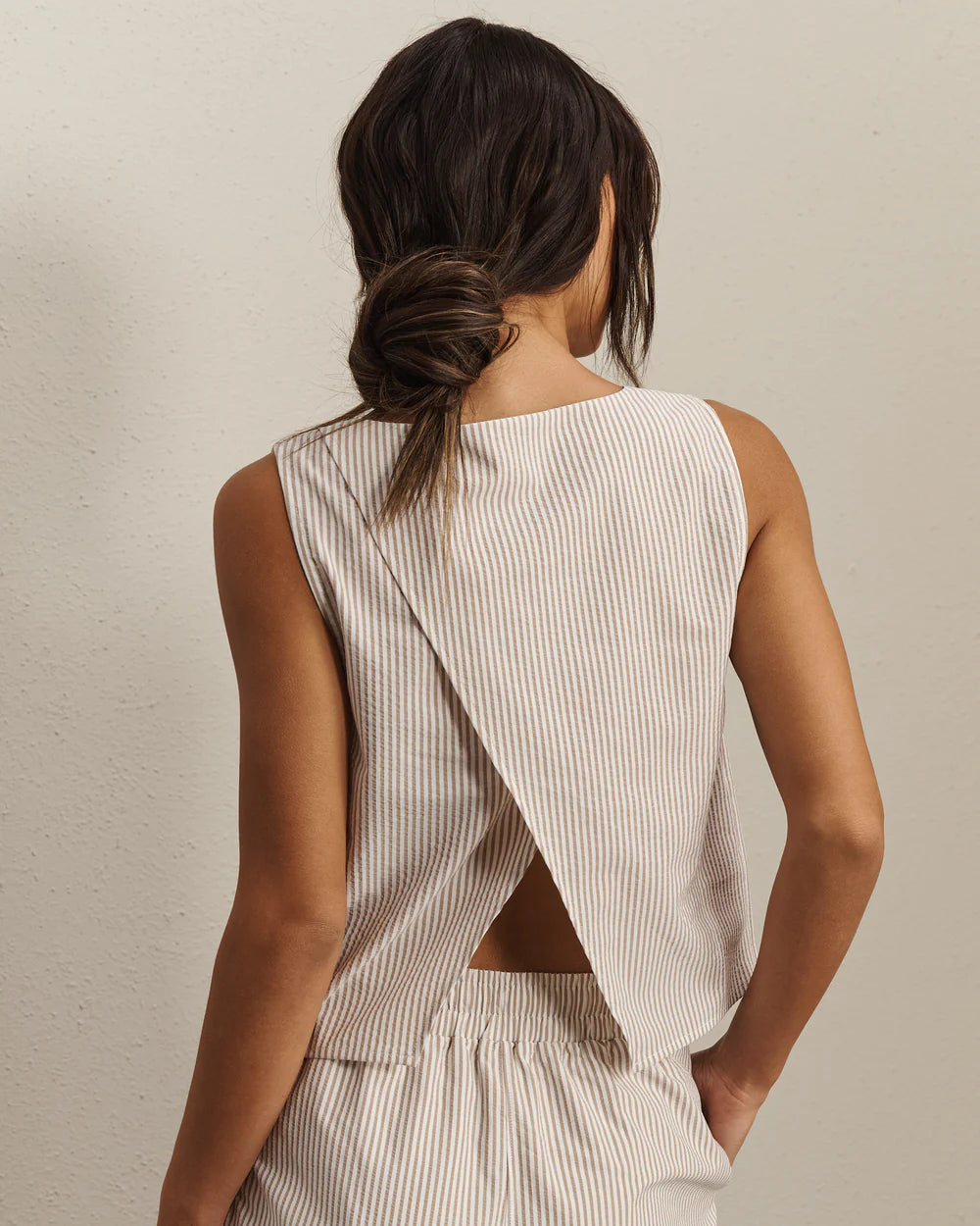 Rhone Apparel Saltair Tank- Taupe Stripe