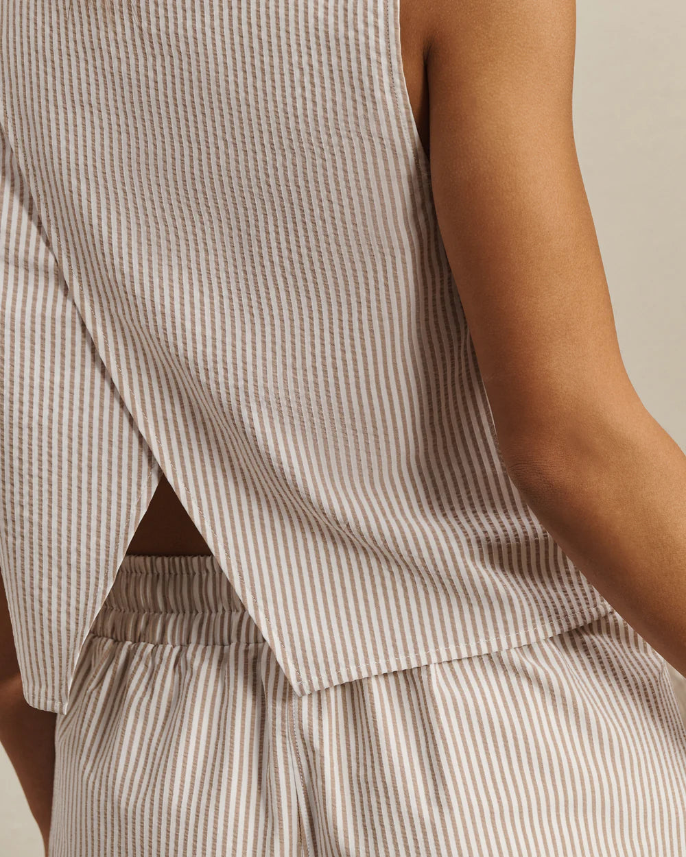 Rhone Apparel Saltair Tank- Taupe Stripe