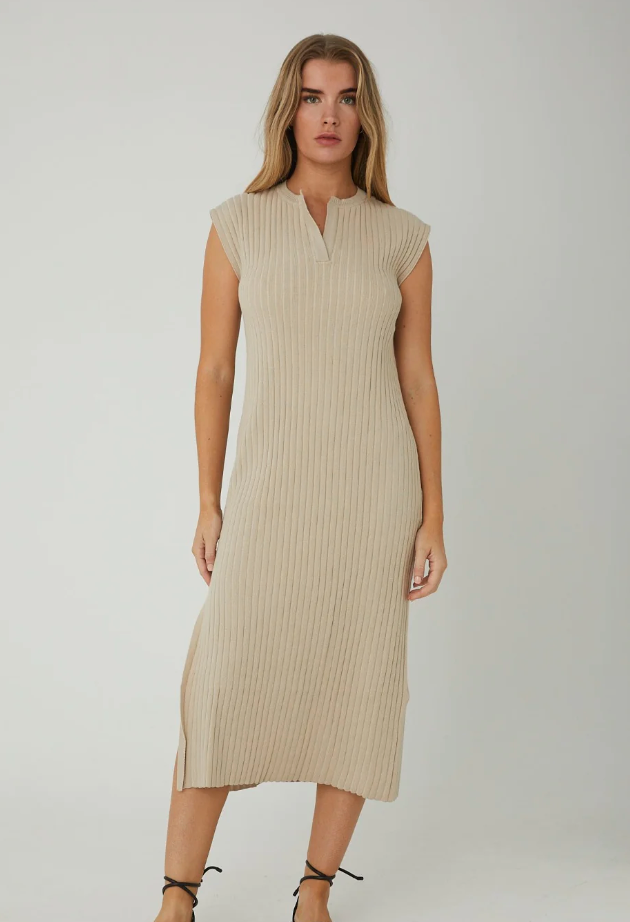 JS71 Bronx Cotton Blend Dress - Beige