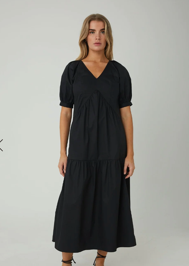 JS71 Kennedy Long Cotton Dress - Black