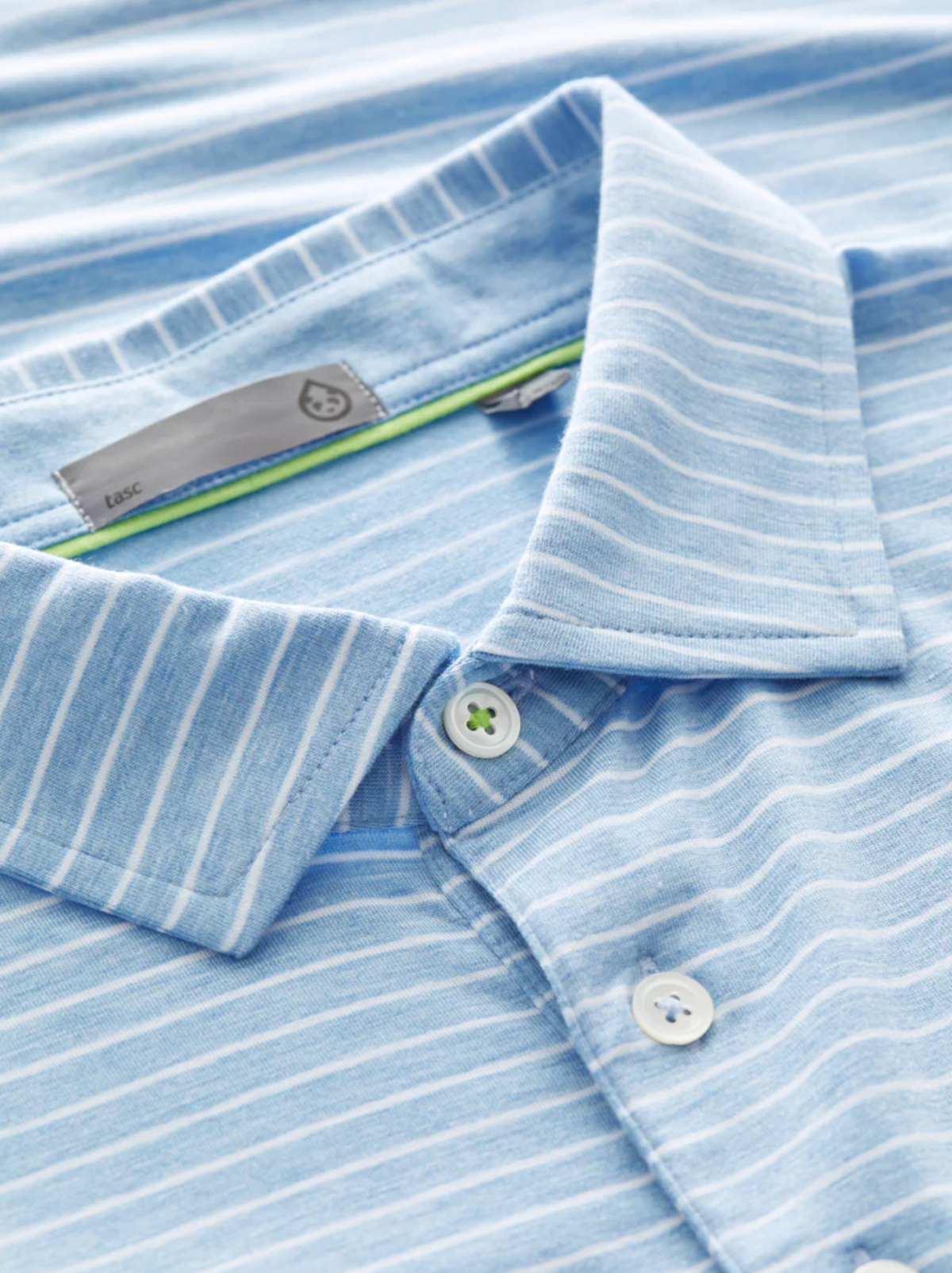 Tasc Cloud Polo Brookline Stripe - Polar Heather/White