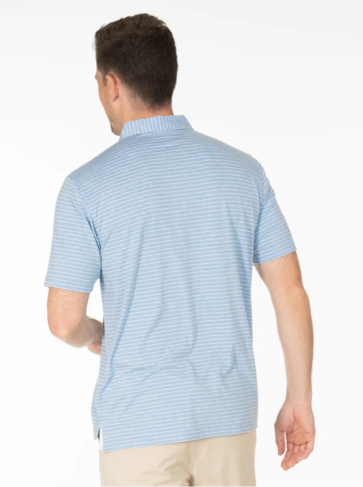 Tasc Cloud Polo Brookline Stripe - Polar Heather/White