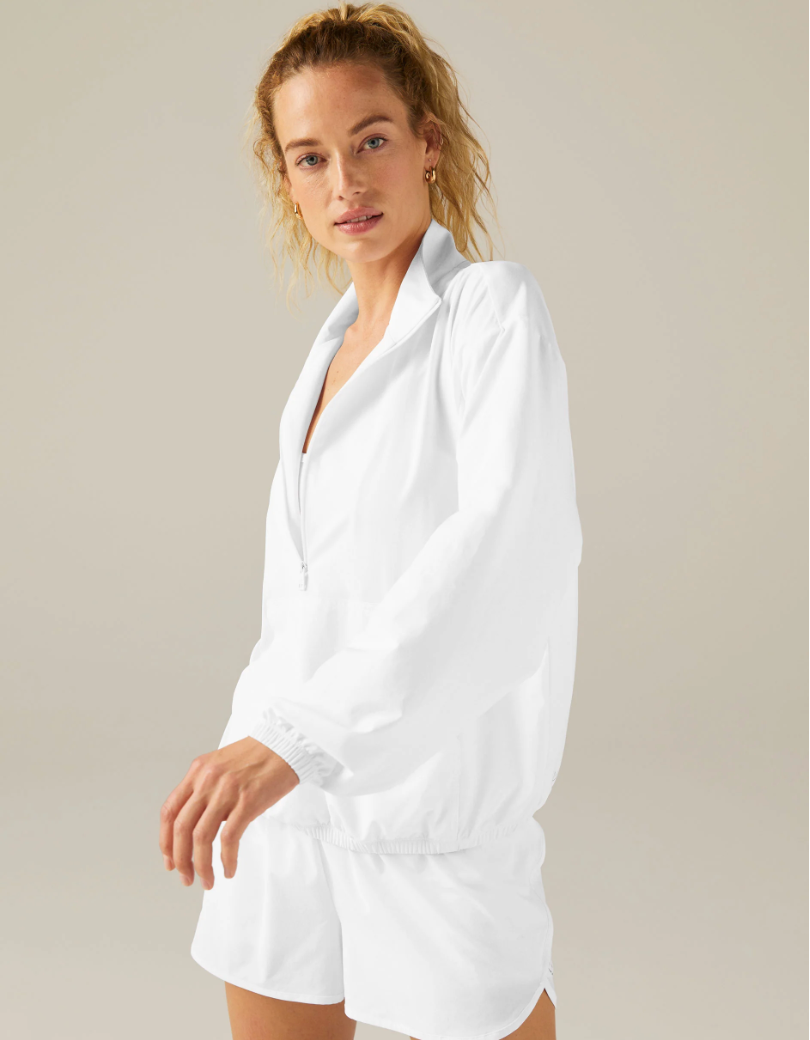 Beyond Yoga In Stride Half Zip Pullover - True White