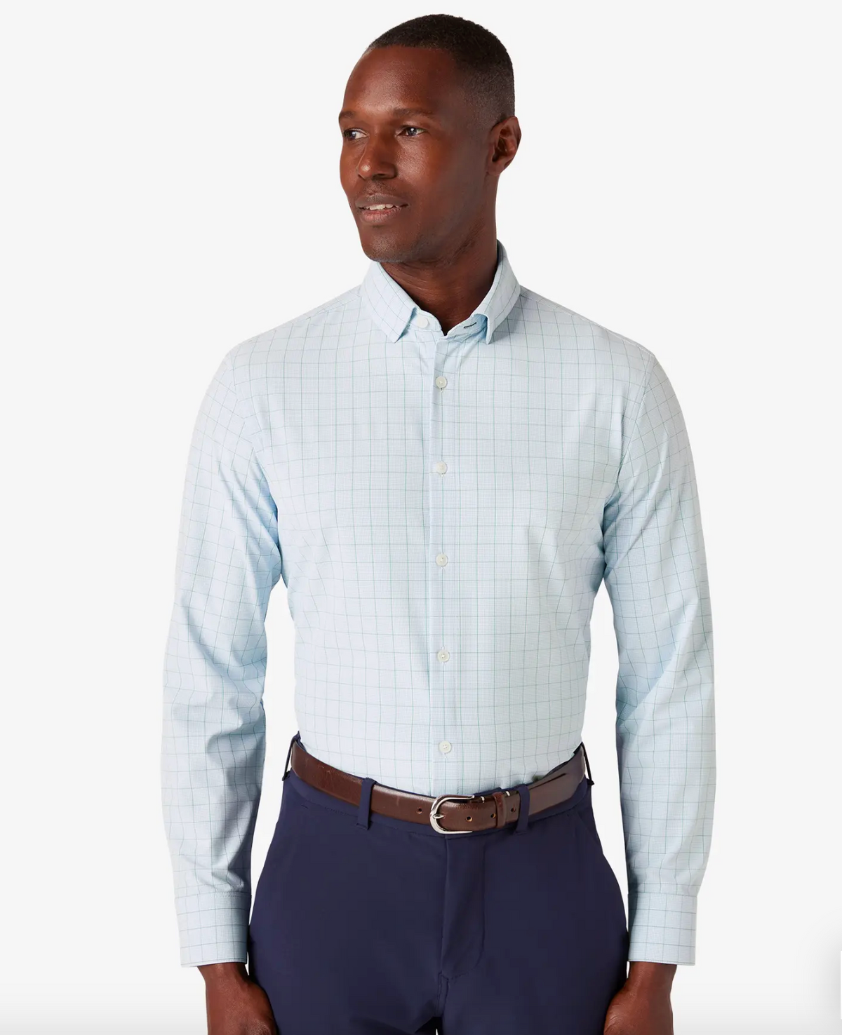 Mizzen + Main Leeward Dress Shirt - Sky Crayton Plaid