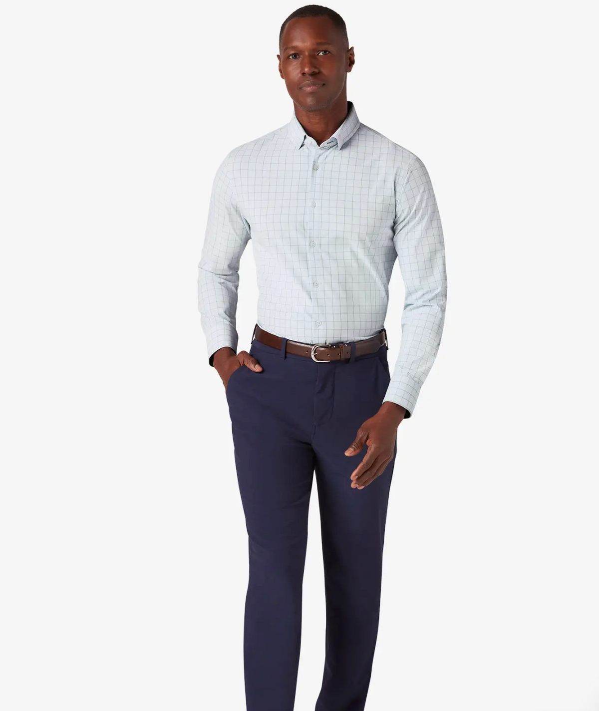 Mizzen + Main Leeward Dress Shirt - Sky Crayton Plaid