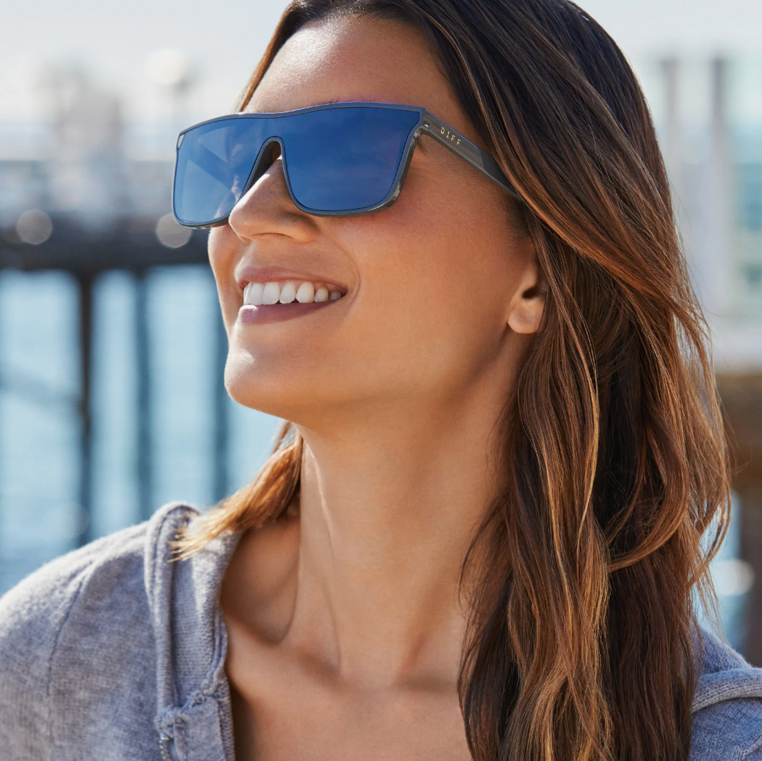DIFF Eyewear Flash Sunglasses - Slate Grey + Grey Gradient