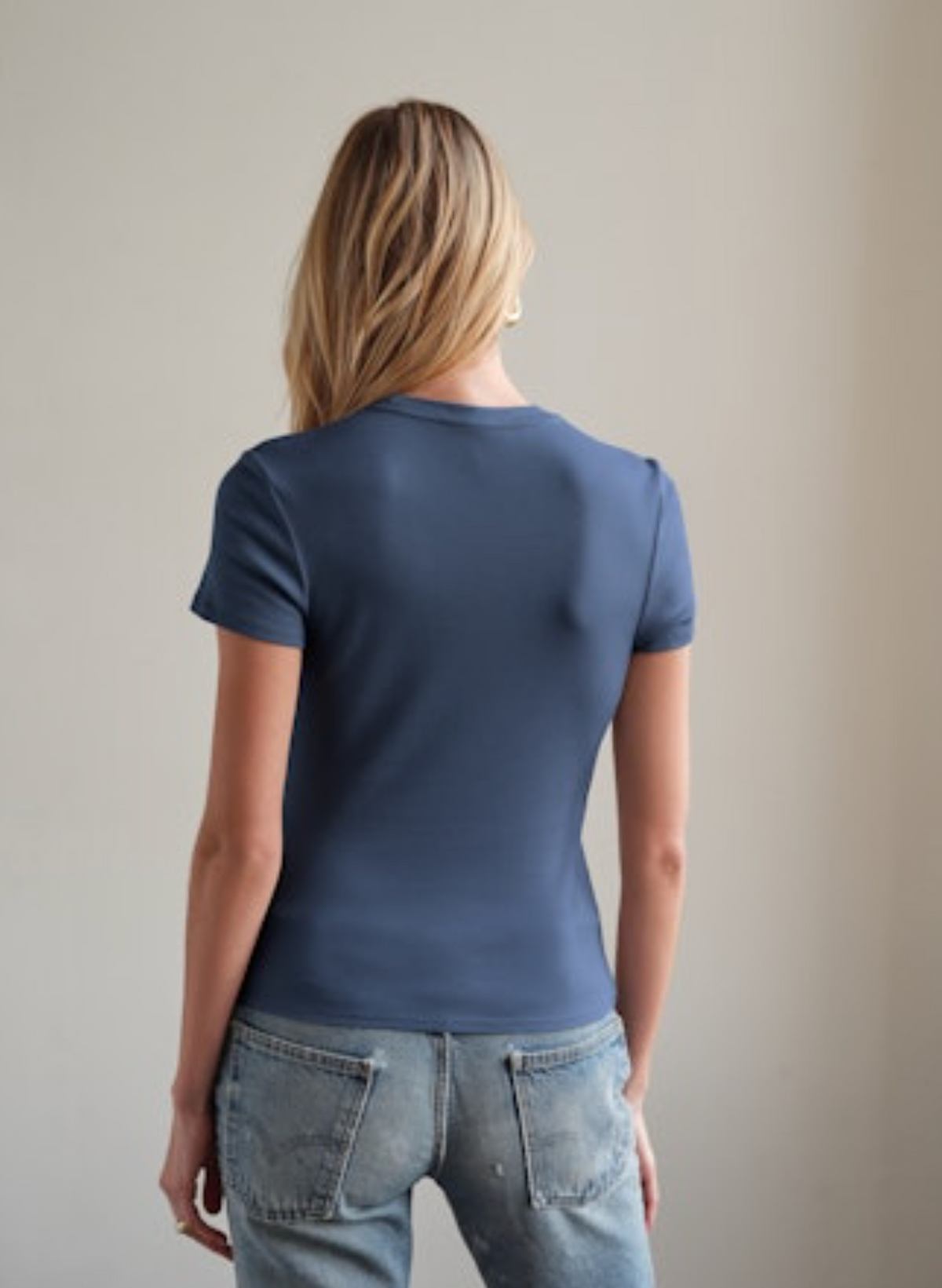 Myles Price Cap Sleeve MiniRib Tee - Lapis Sky