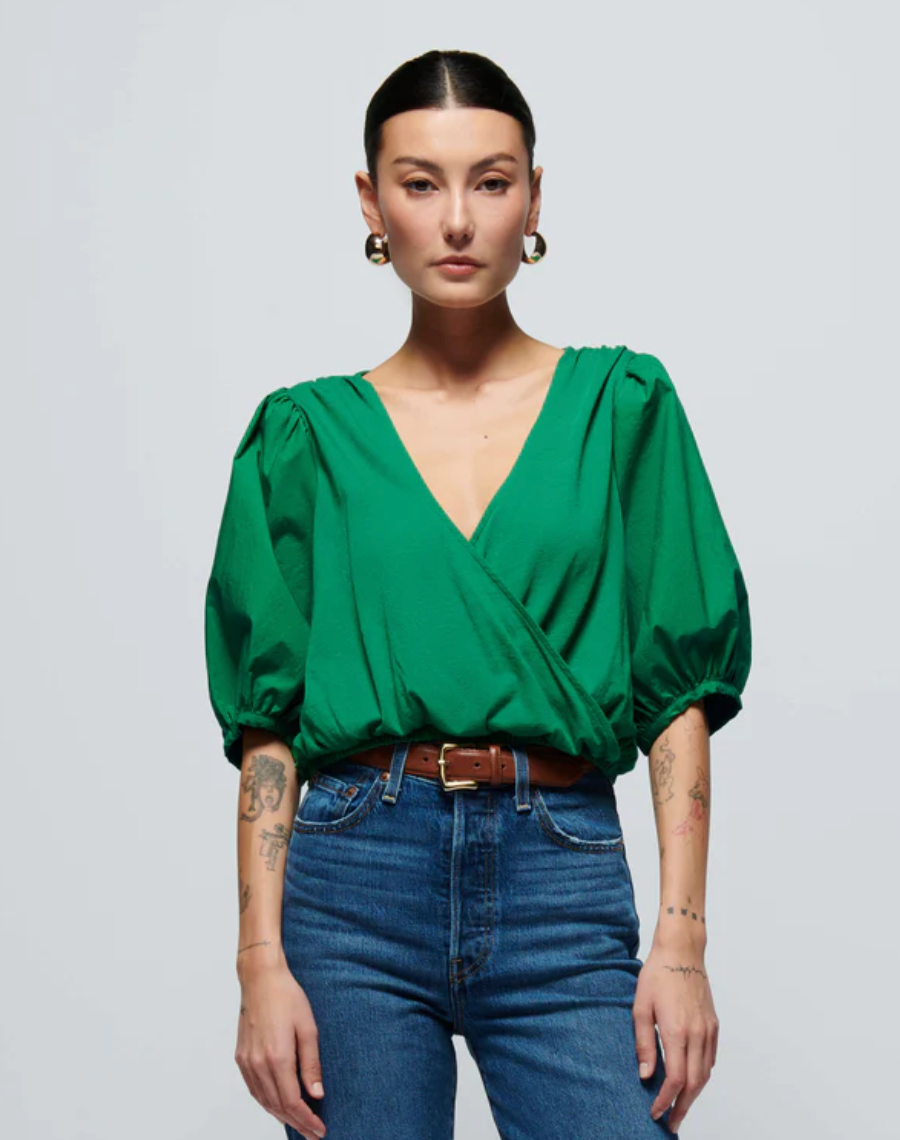 Nation Ltd. Charlene Bubble Hem Top - Verdant Green