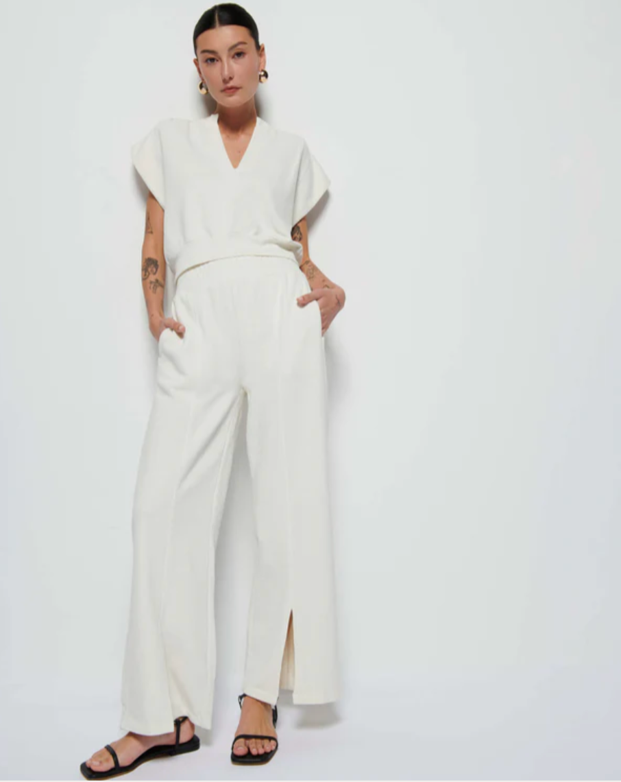 Nation Ltd. Lincoln Front Slit Knit Pant - Porcelain