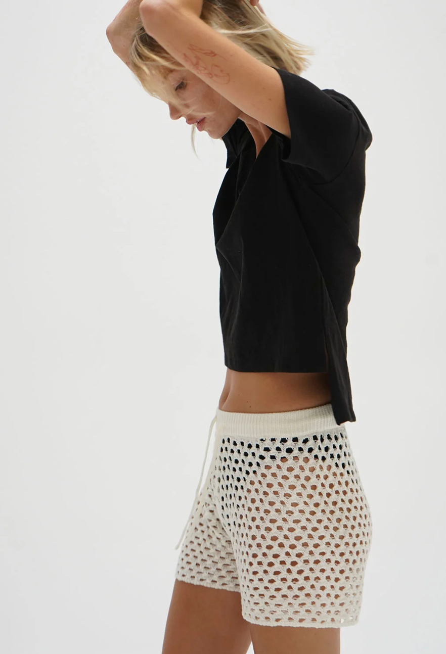 LNA Clothing Laura Open Knit Short - Ivory