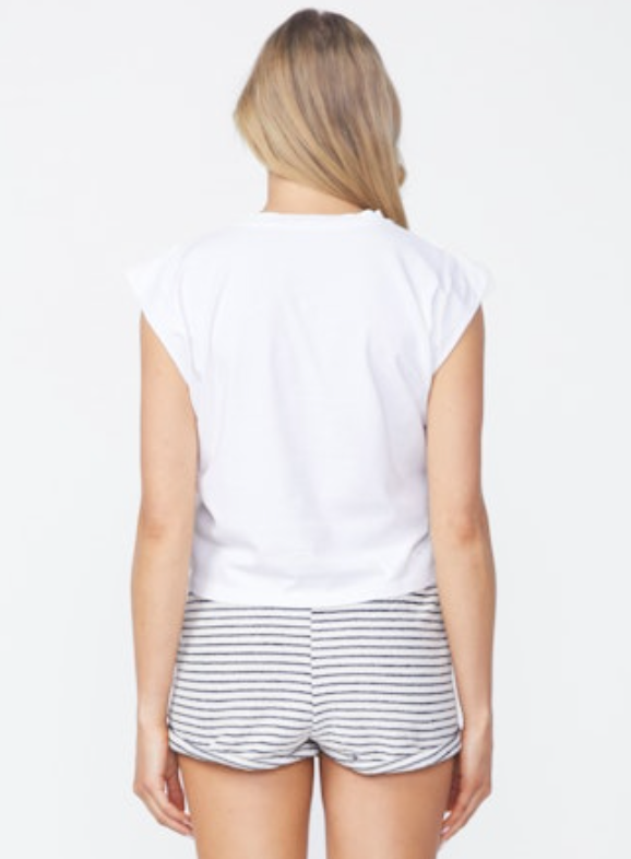 Stateside Cloud Cropped Muscle Tee - Paper