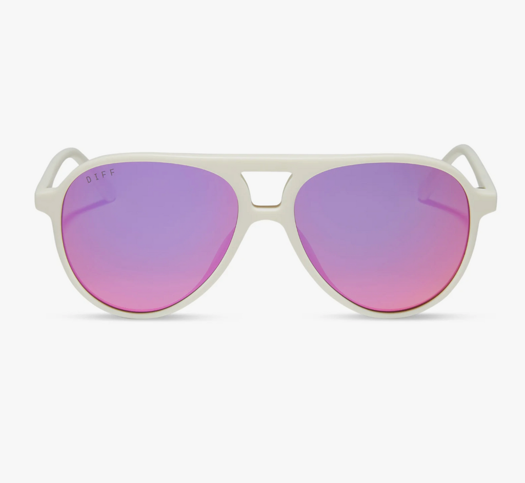 DIFF Eyewear Sunglasses - Tosca II Matte White Pink Rush Mirror