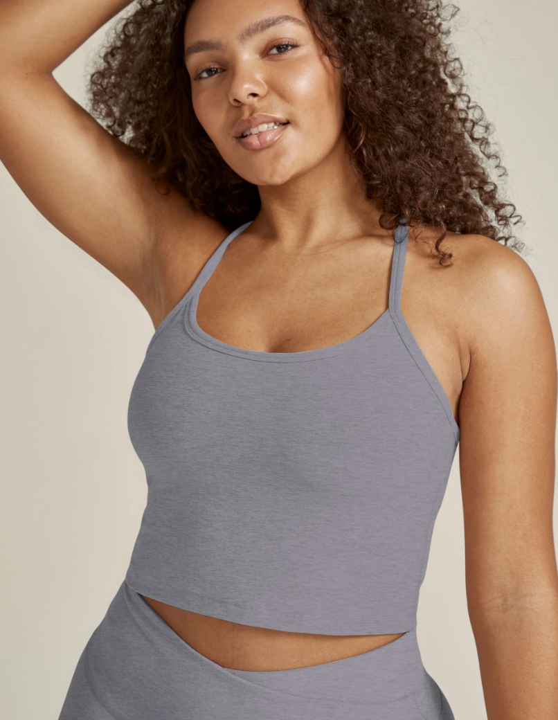 Beyond Yoga Spacedye Slim Racerback Cropped Tank Cloud Gray Heather 7 SOUTH