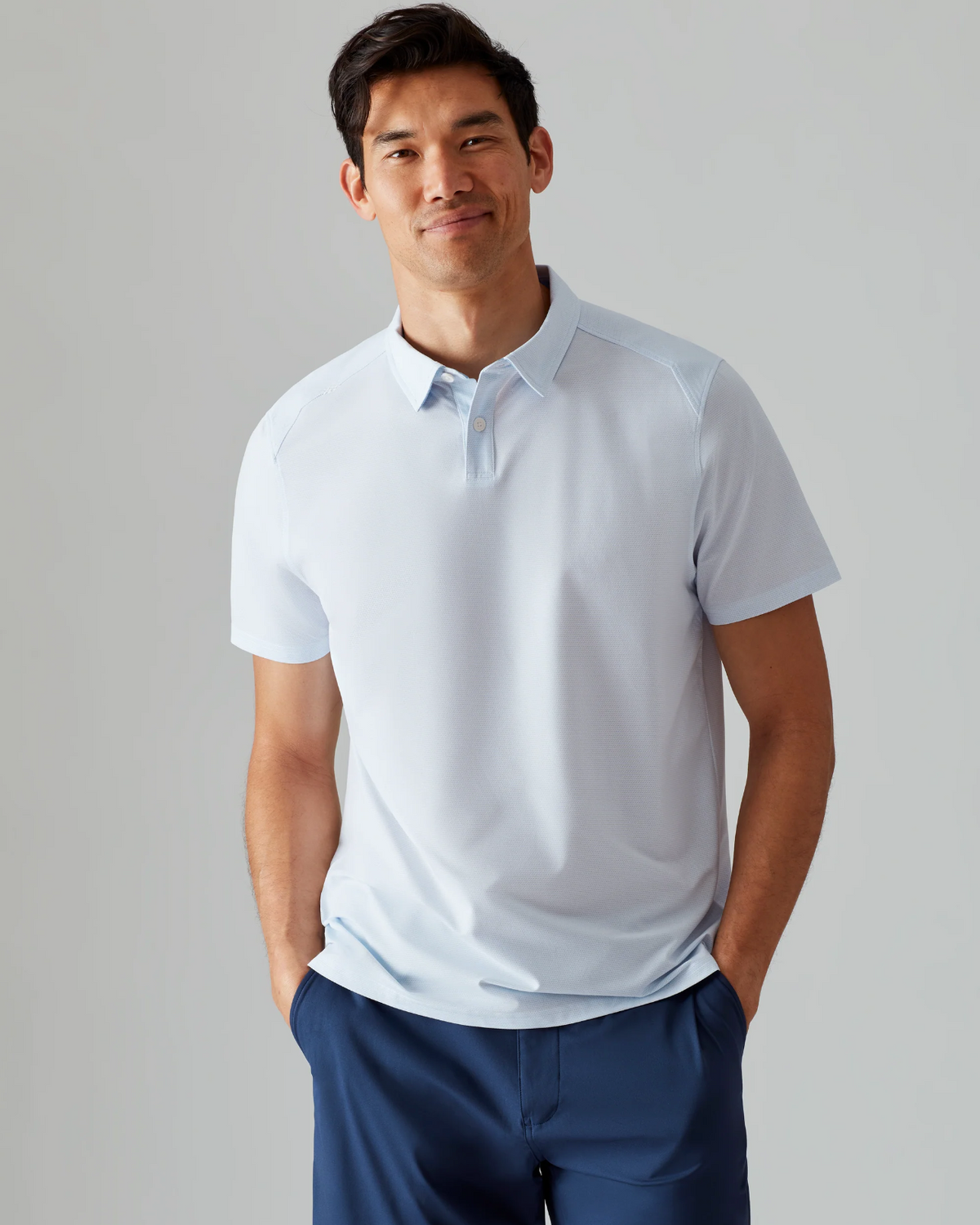 Rhone Apparel Commuter Polo - Light Blue Micro Dot