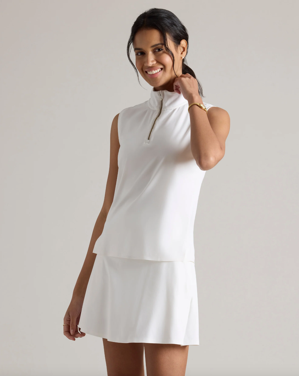 Rhone Apparel Course to Court Sleeveless Zip Mock - Snow White